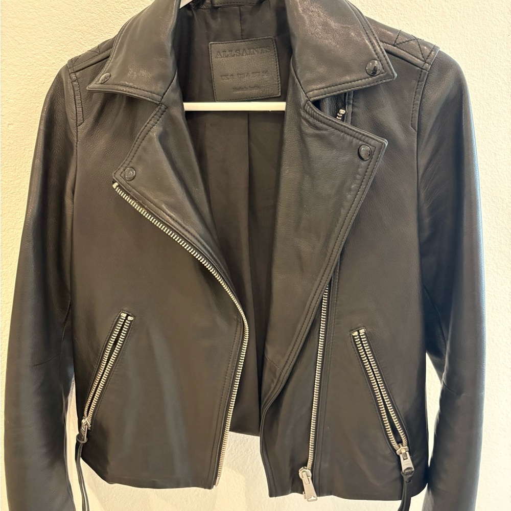 All Saints Dalby Women's Black Leather Jacket - size 4